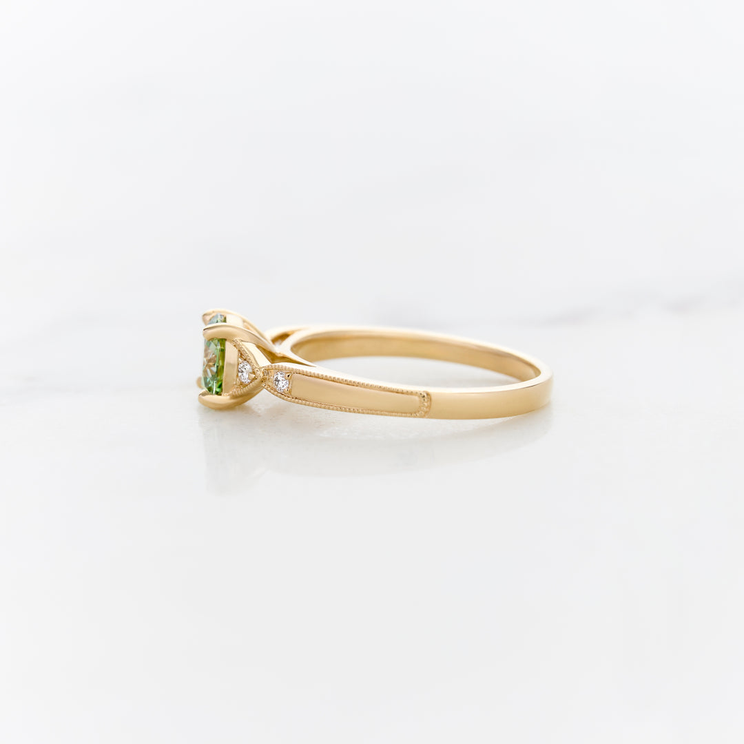 Vintage Solitaire with Green Lab Grown Diamond