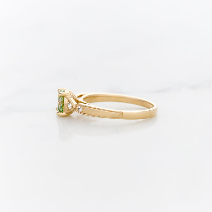 Vintage Solitaire with Green Lab Grown Diamond