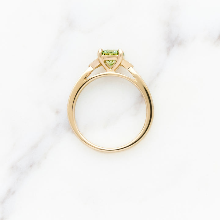 Vintage Solitaire with Green Lab Grown Diamond
