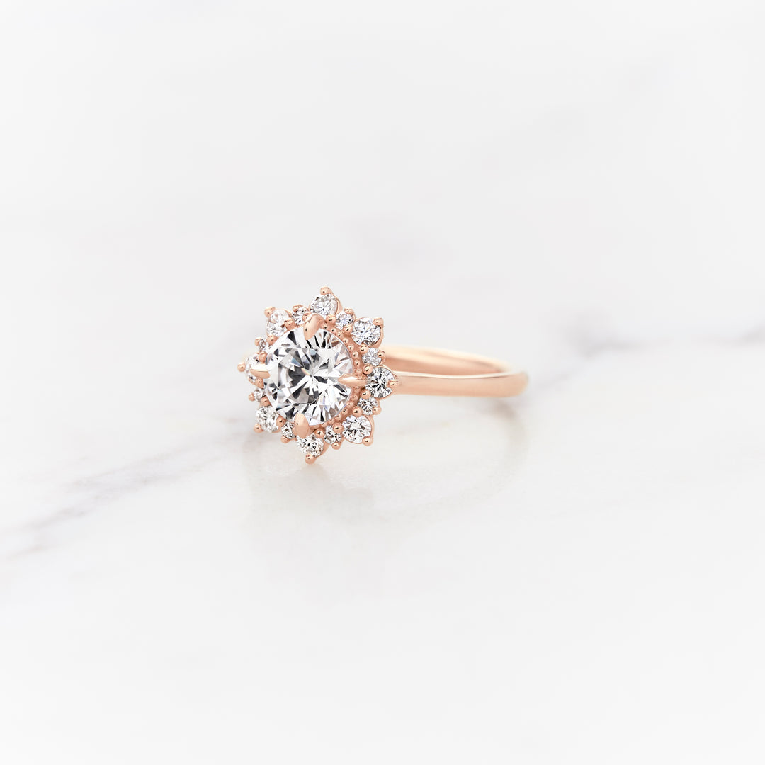 Violet Round Halo Ring