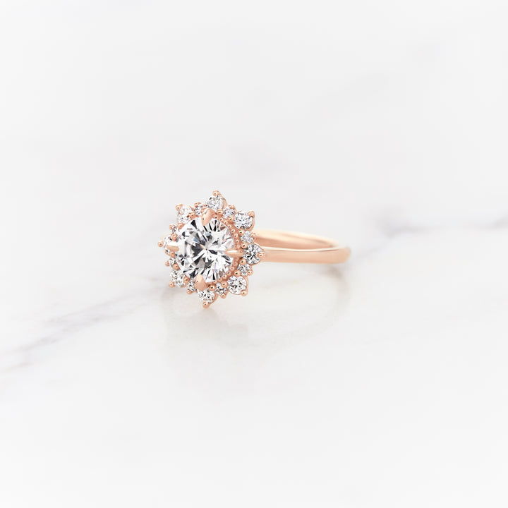 Violet Round Halo Ring