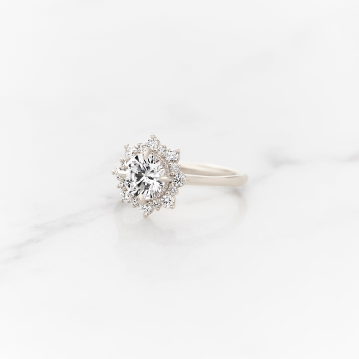 Violet Round Halo Ring