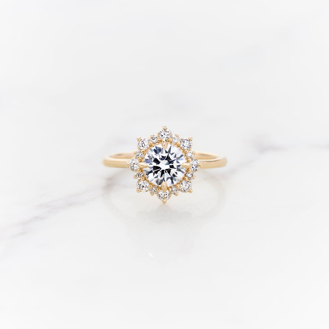 Violet Round Halo Ring