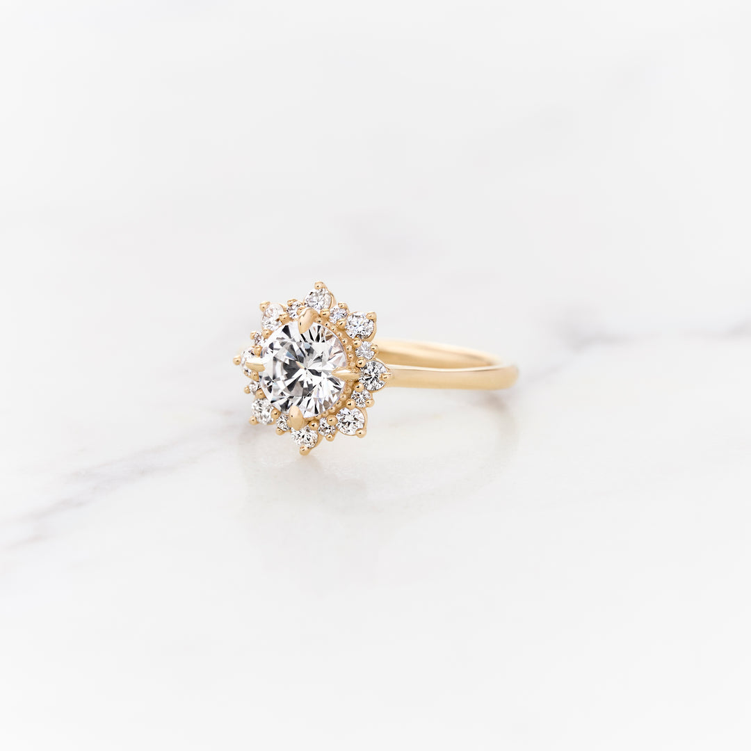 Violet Round Halo Ring