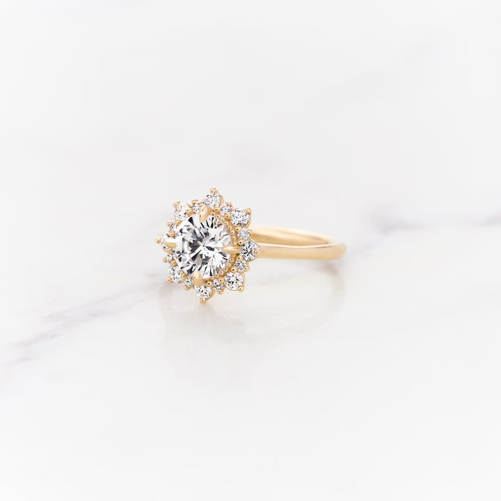 Violet Round Halo Ring