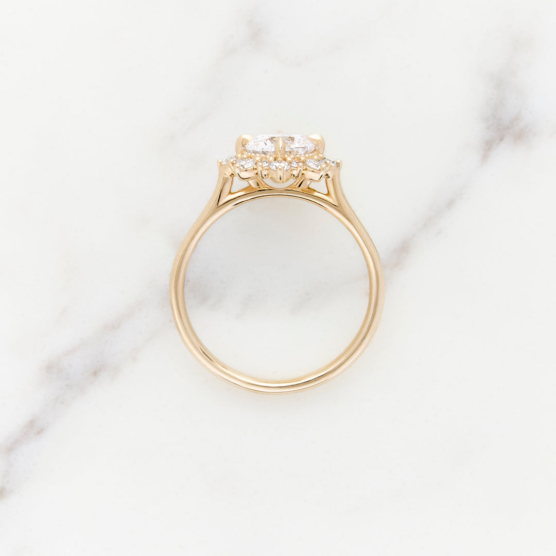 Violet Round Halo Ring