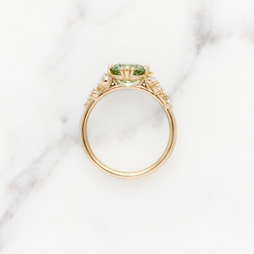Mint Sapphire in Lupine Ring
