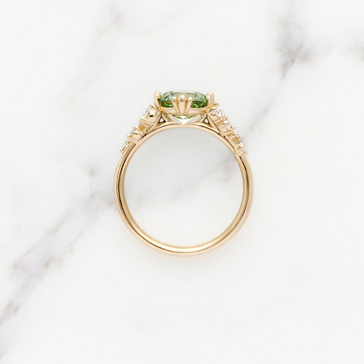 Mint Sapphire in Lupine Ring