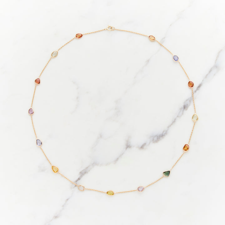 Rose Cut Sapphire Station Necklace