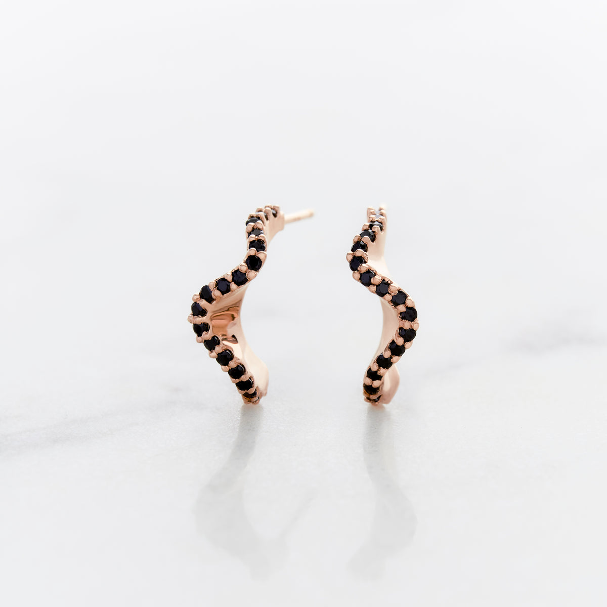 Black Diamond Ribbon Earrings