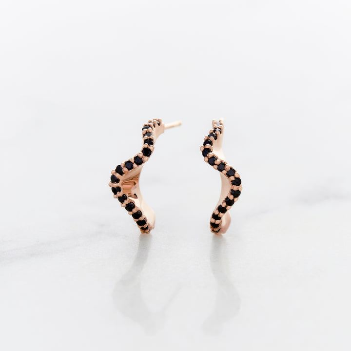 Black Diamond Ribbon Earrings