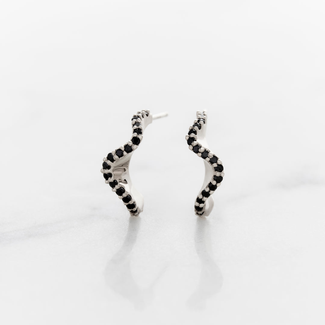 Black Diamond Ribbon Earrings