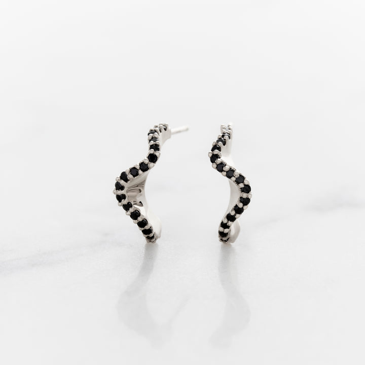 Black Diamond Ribbon Earrings