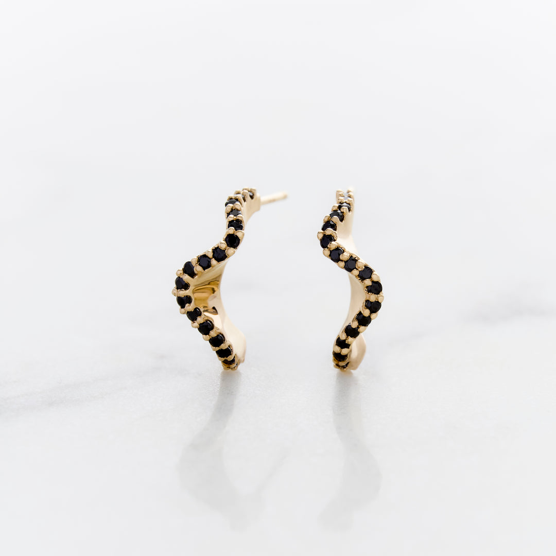 Black Diamond Ribbon Earrings