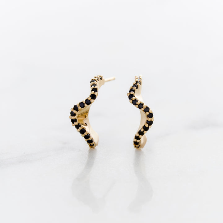 Black Diamond Ribbon Earrings