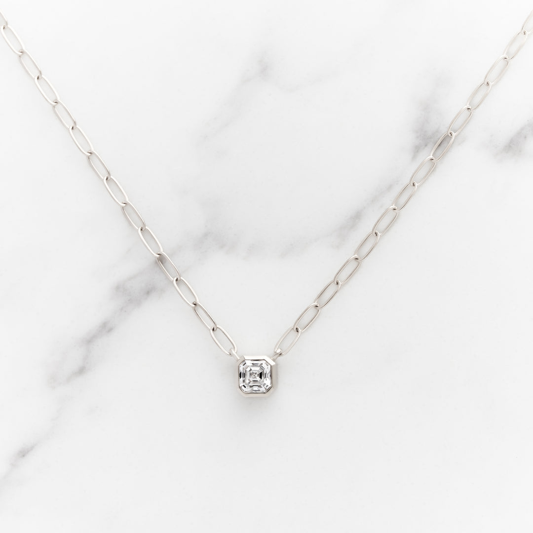 Asscher Cut Moissanite Necklace