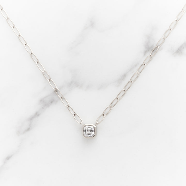 Asscher Cut Moissanite Necklace