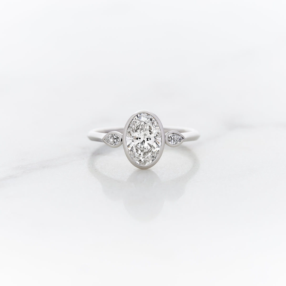 1.32ct Oval Lab Diamond Posey Three Stone Ring