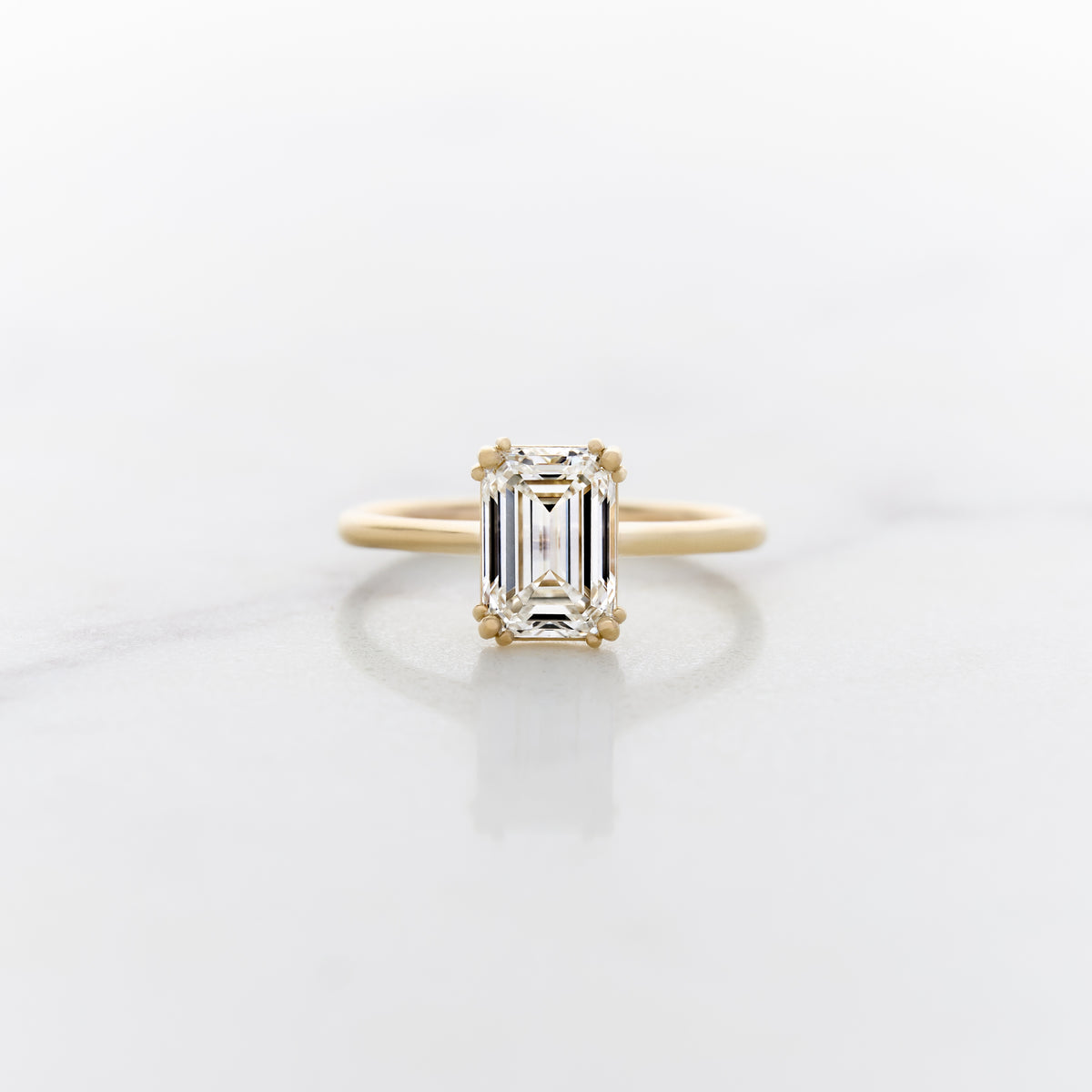 2.05ct Emerald Cut Lab Grown Diamond Tulip Solitaire