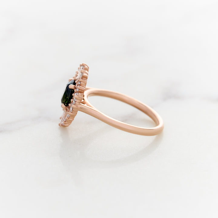 Green Sapphire in a Ballerina Halo