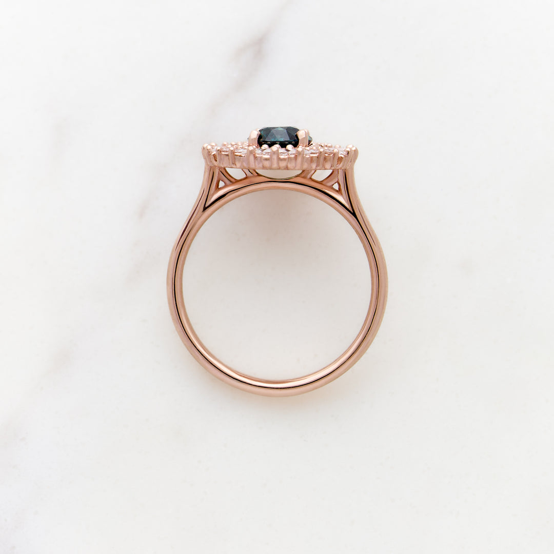 Green Sapphire in a Ballerina Halo