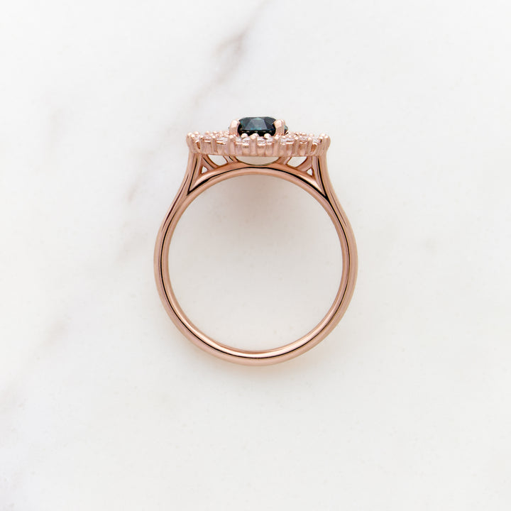 Green Sapphire in a Ballerina Halo