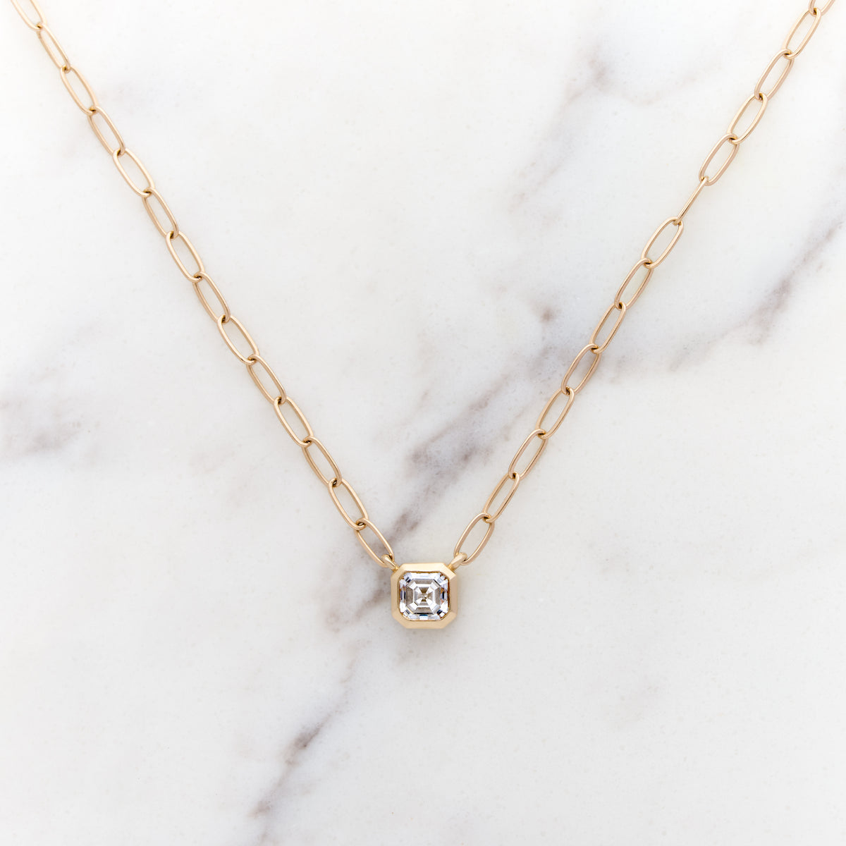 Asscher Cut Moissanite Necklace