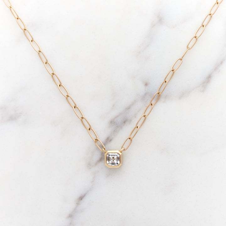 Asscher Cut Moissanite Necklace