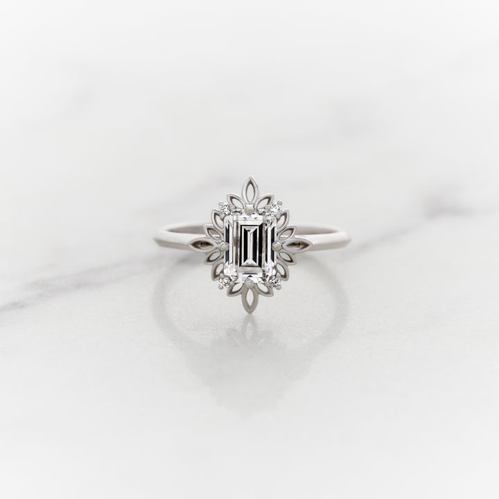 Ivy Emerald Cut Halo Ring