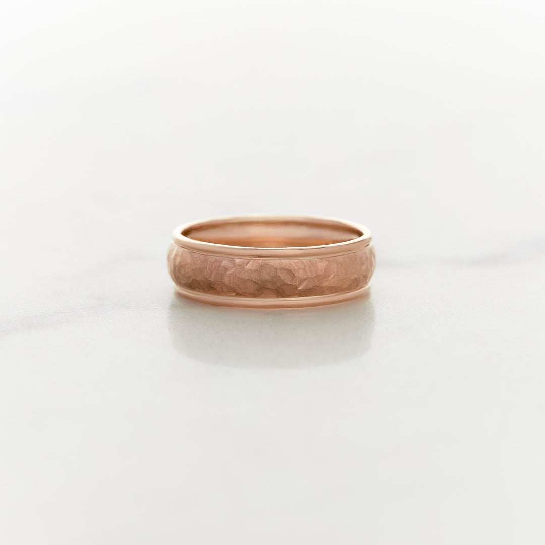 6mm Low Dome Band with Rails & Stone Finish
