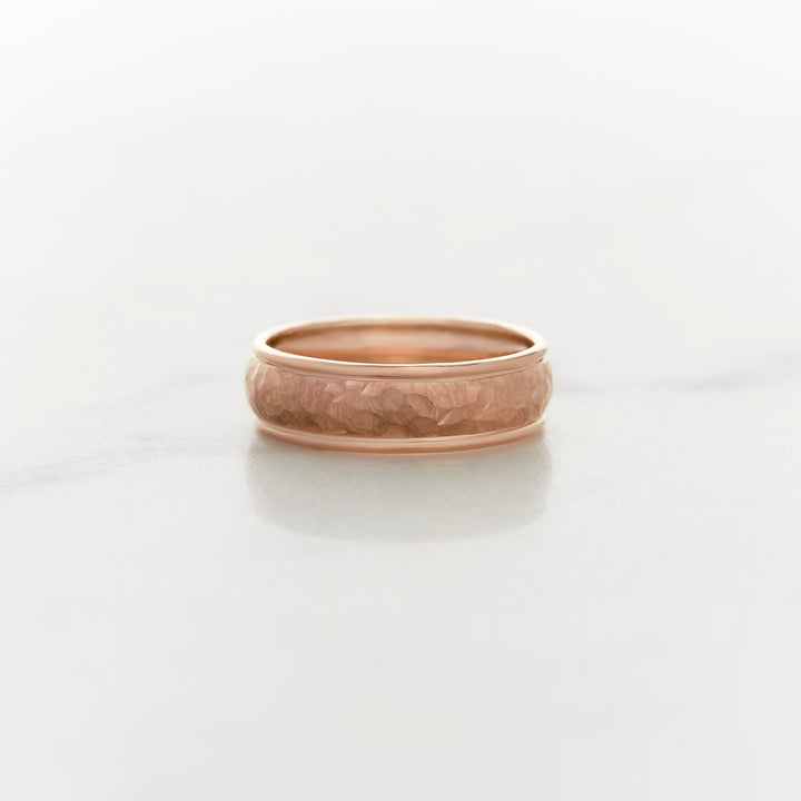 6mm Low Dome Band with Rails & Stone Finish