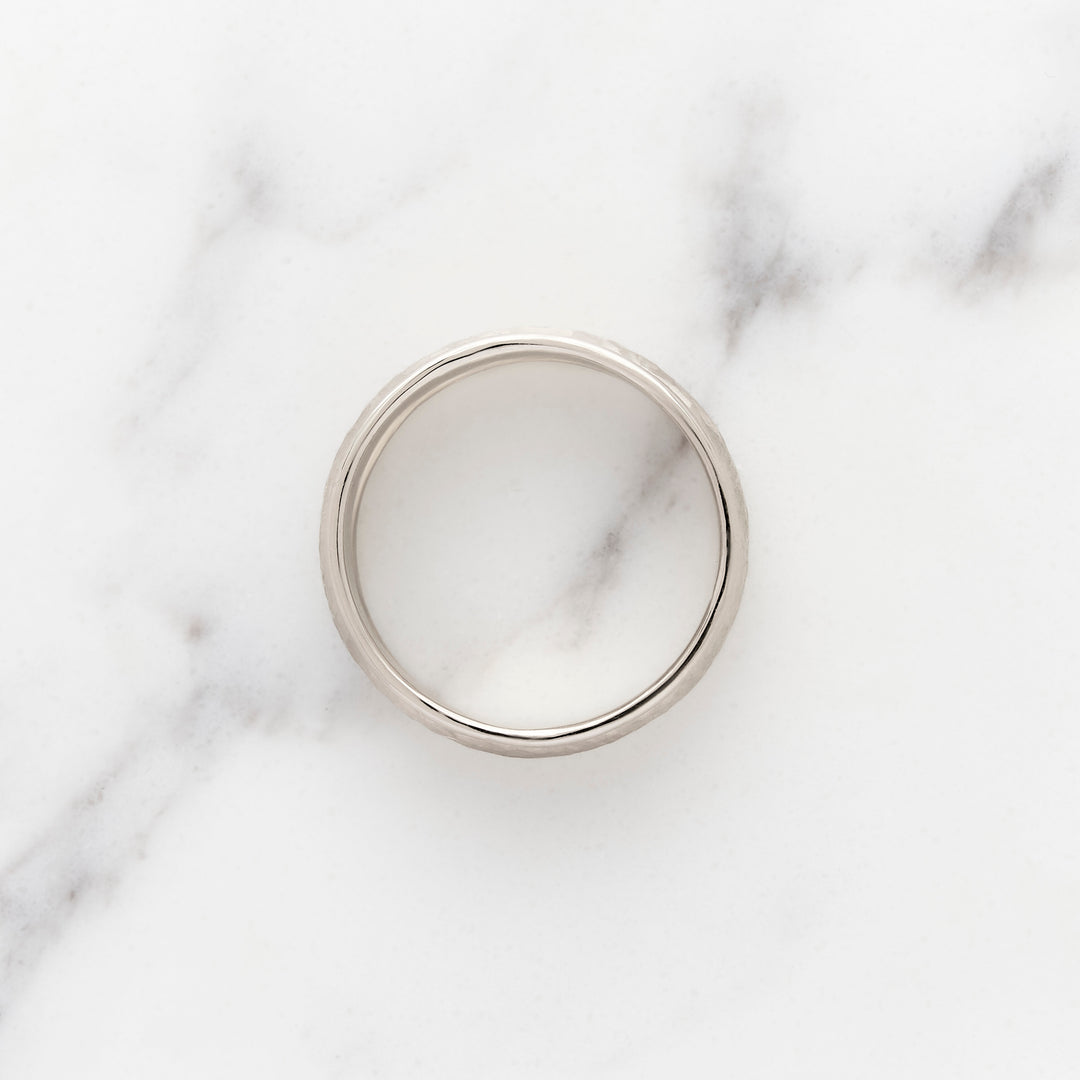6mm Low Dome Band with Rails & Stone Finish