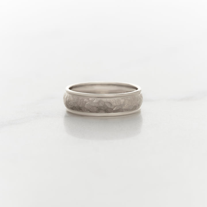 6mm Low Dome Band with Rails & Stone Finish
