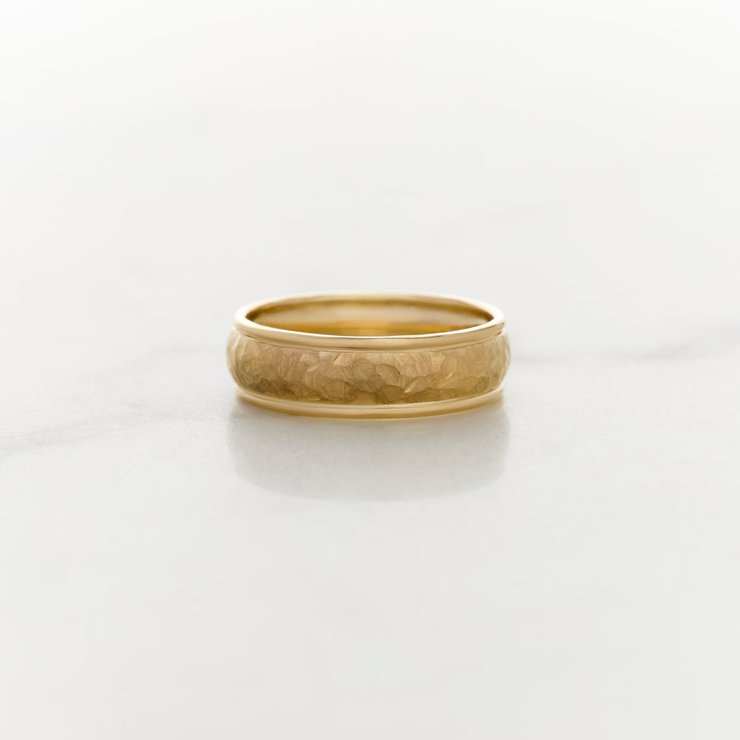 6mm Low Dome Band with Rails & Stone Finish