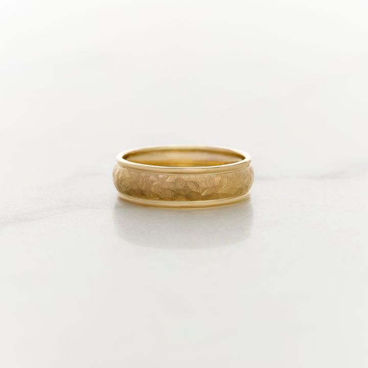 6mm Low Dome Band with Rails & Stone Finish