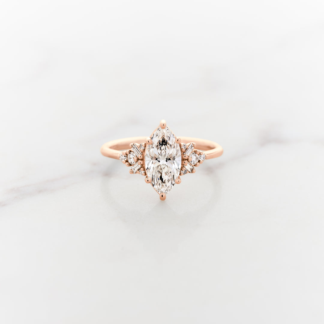 Foxglove Marquise Side Cluster Ring