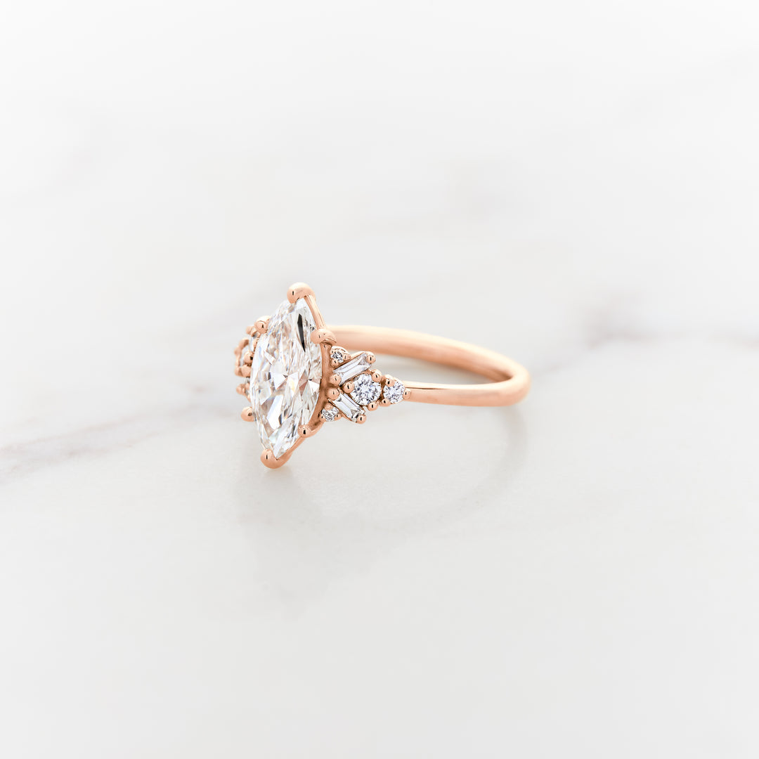 Foxglove Marquise Side Cluster Ring