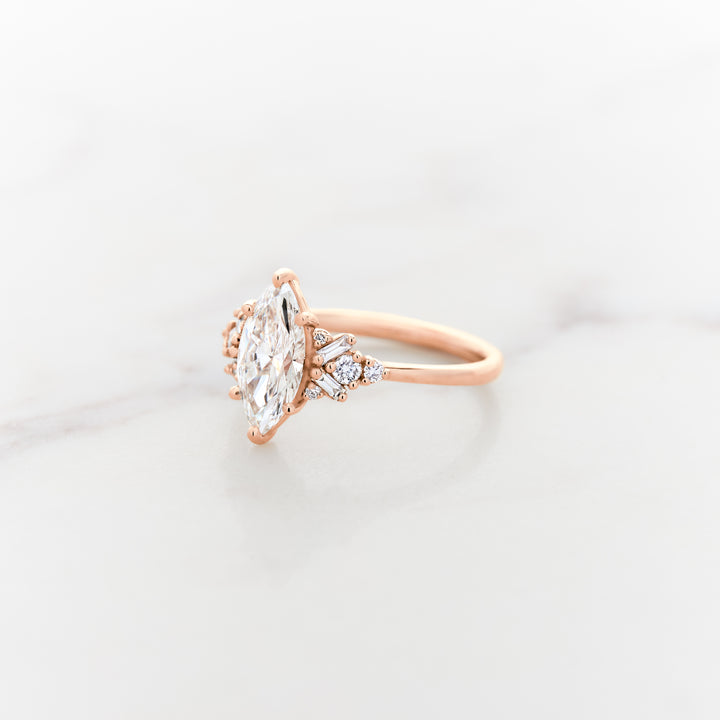 Foxglove Marquise Side Cluster Ring