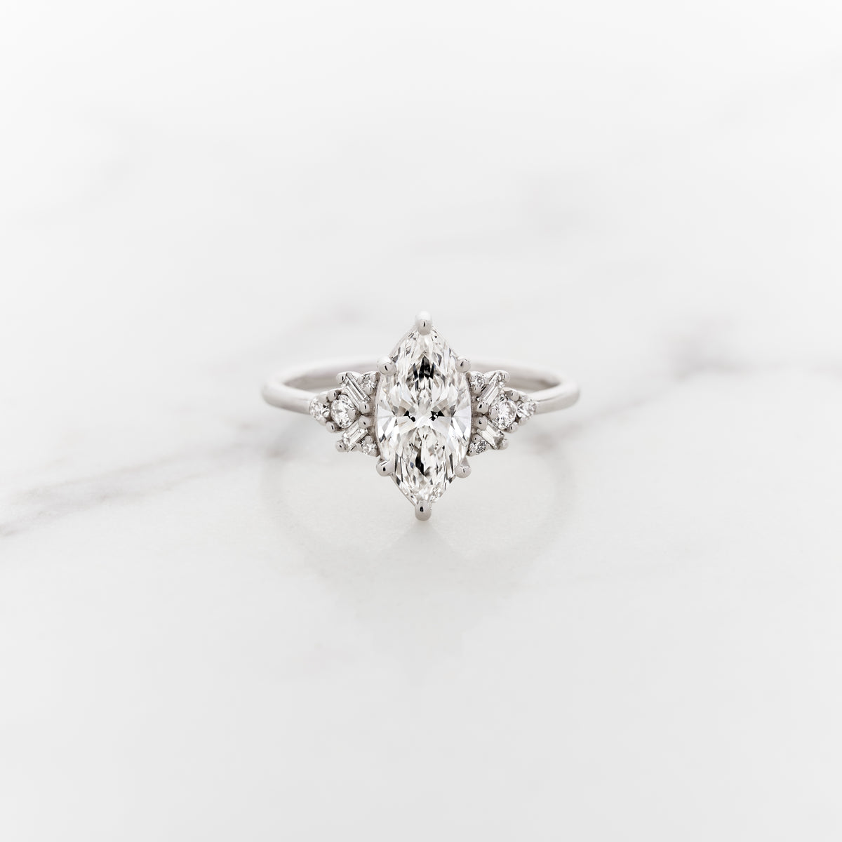 1.24ct Marquise Cut Lab Grown Diamond Foxglove Ring