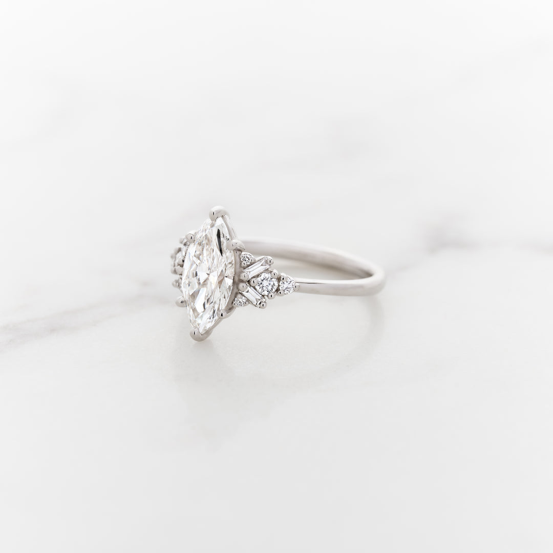 1.24ct Marquise Cut Lab Grown Diamond Foxglove Ring