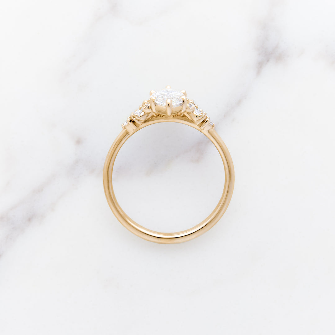 Foxglove Marquise Side Cluster Ring