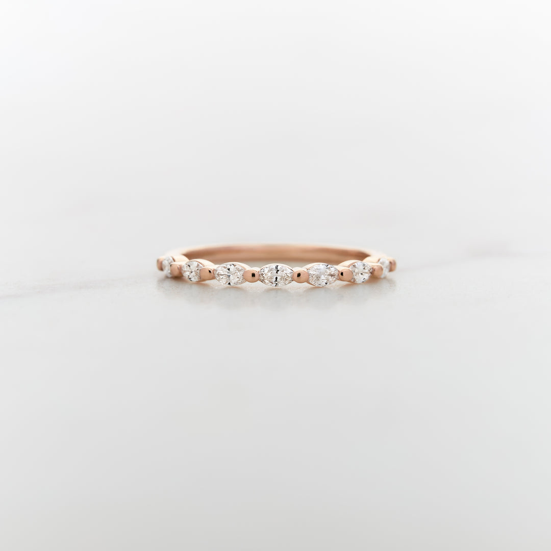 Petite Marquise Dewdrop Half Set Diamond Band