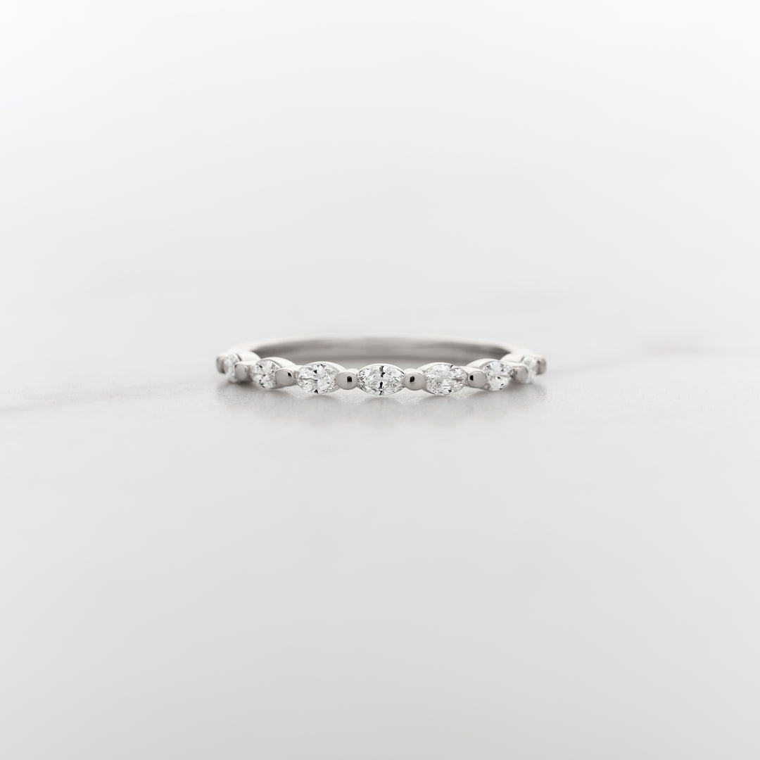 Petite Marquise Dewdrop Half Set Diamond Band