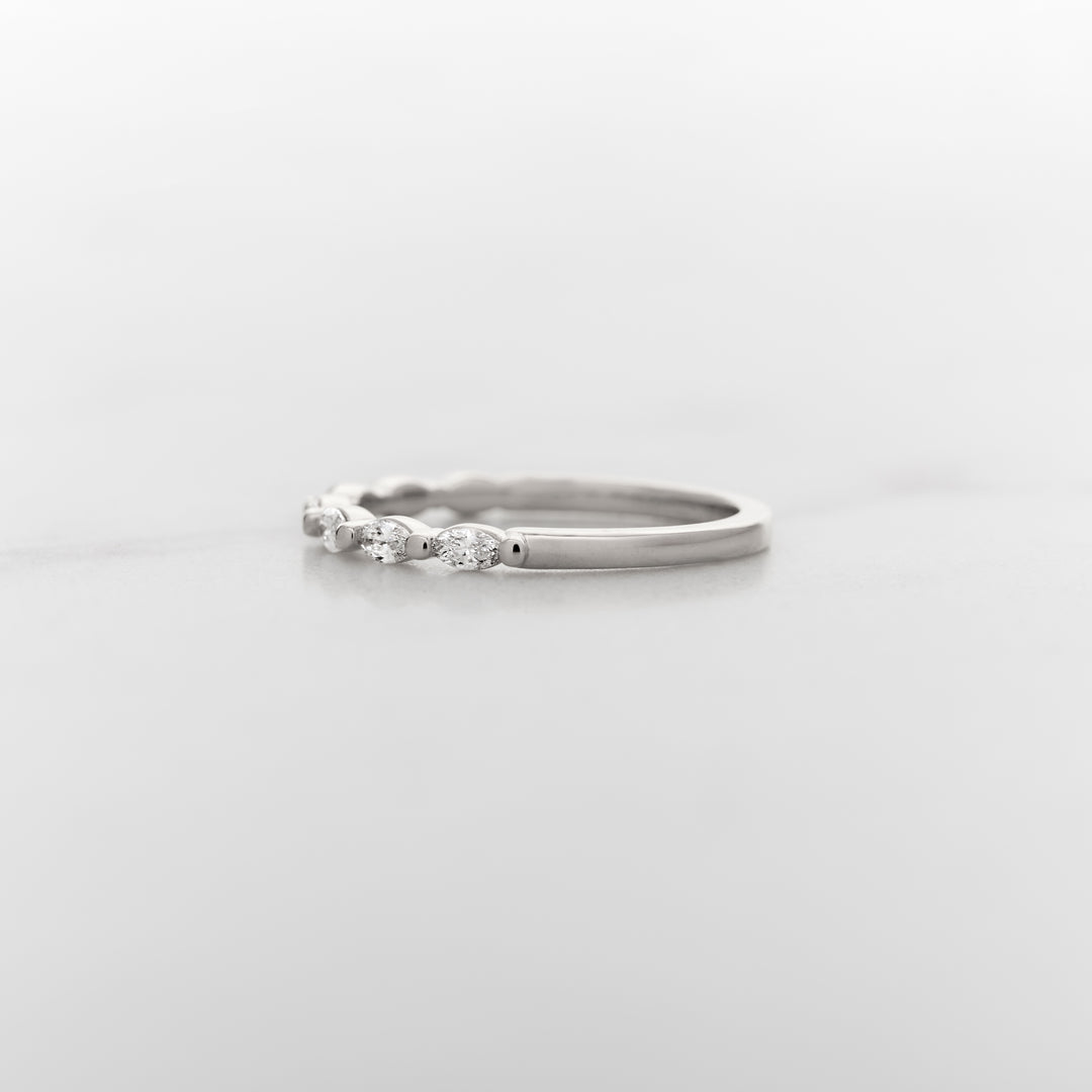 Petite Marquise Dewdrop Half Set Diamond Band
