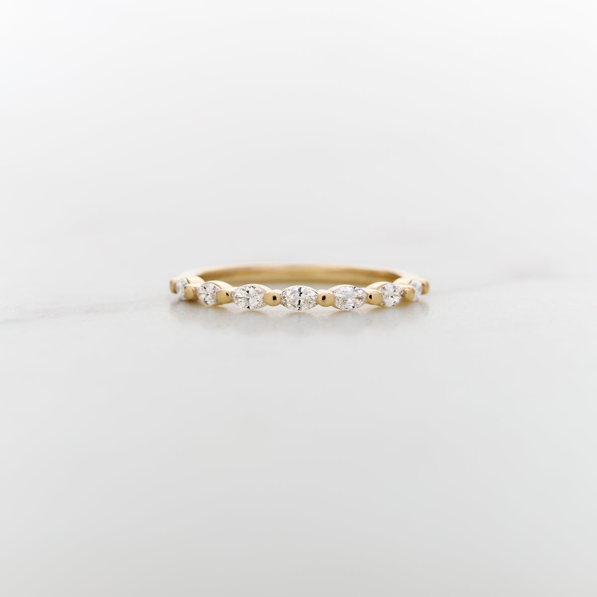 Petite Marquise Dewdrop Half Set Diamond Band