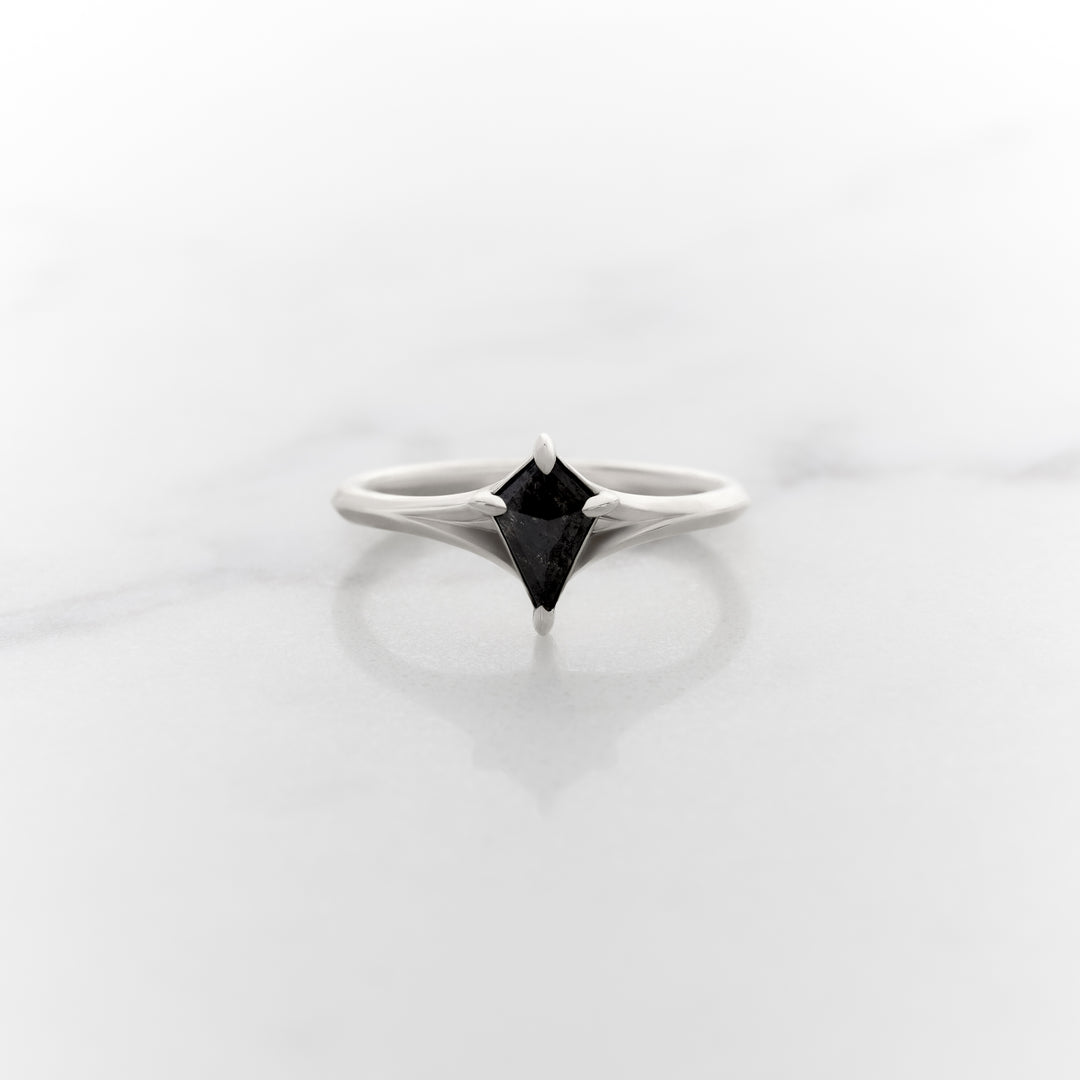 Kite Cut Galaxy Diamond Orchid Solitaire Ring