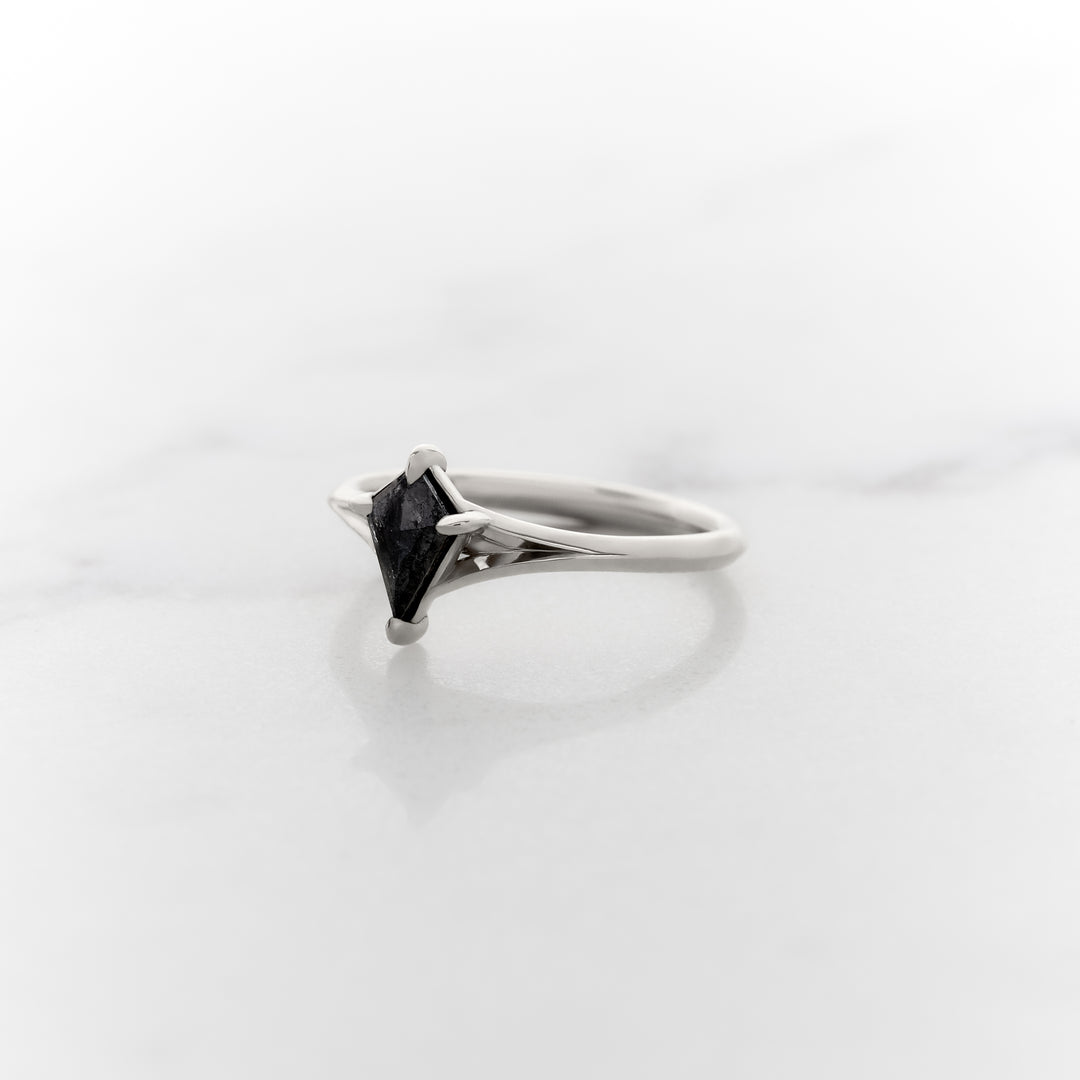 Kite Cut Galaxy Diamond Orchid Solitaire Ring