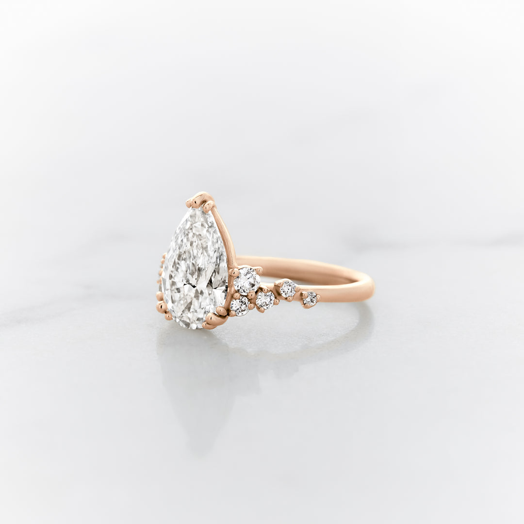 Lupine Pear Cut Side Cluster Ring