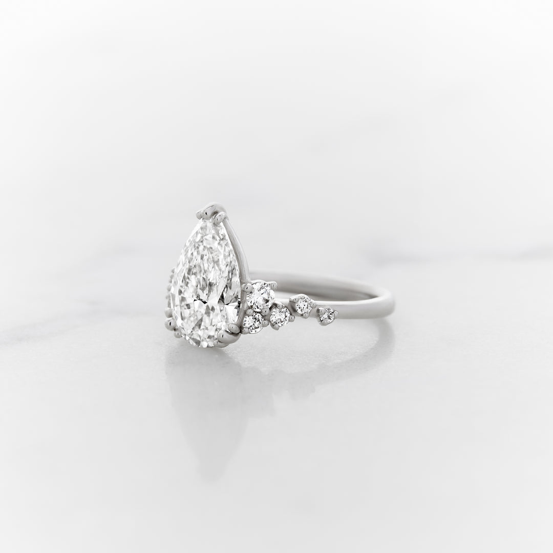 Lupine Pear Cut Side Cluster Ring
