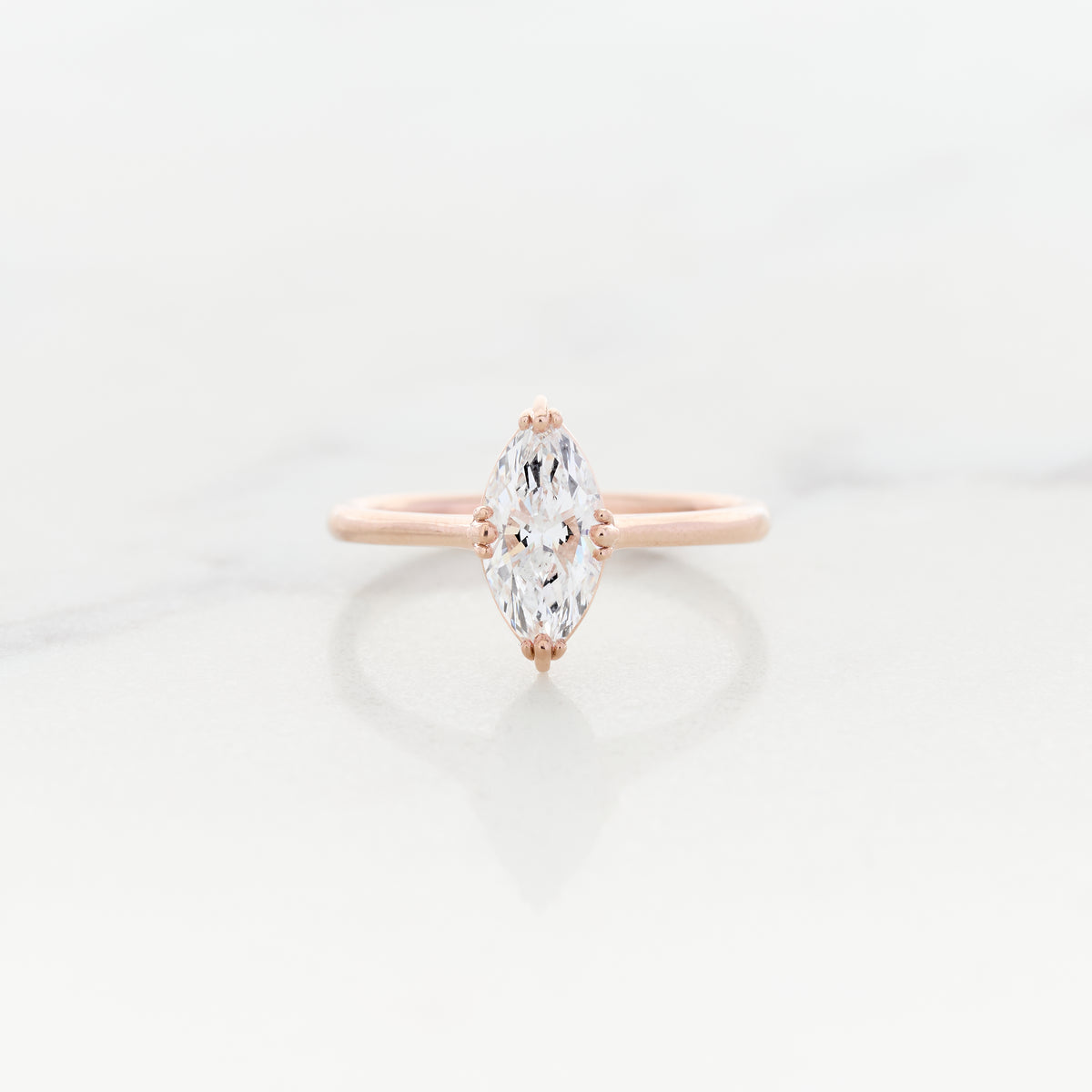 1.08ct Lab Grown Marquise Cut Tulip Solitaire